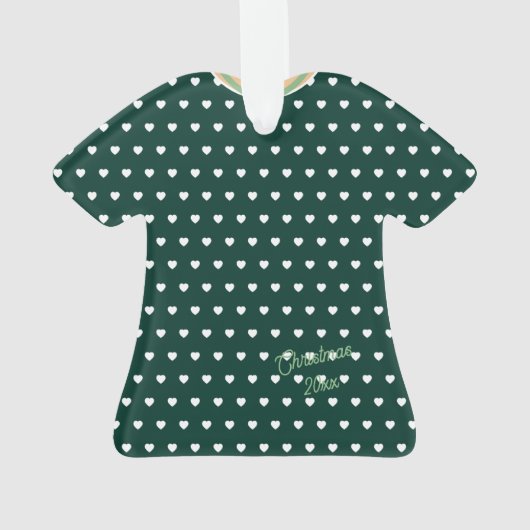 Witte Harten Over Groene T-Shirt Dress Figurine Ornament (achterkant)