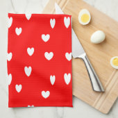 Witte harten patroon op rood theedoek (Quarter Fold)