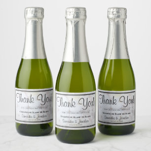 Witte Harten & Pioenrozen Dank U Huwelijk Sparkling Wijnetiket