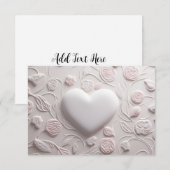 Witte harten (reliëflook) blanco RSVP kaartje (Voorkant / Achterkant)