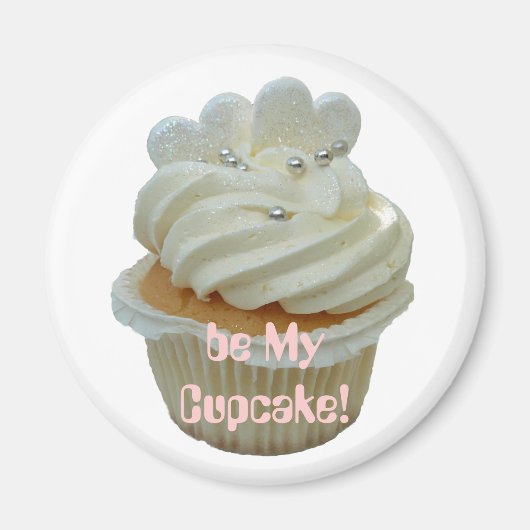 Witte harten romantische cupcake magneet (Voorkant)