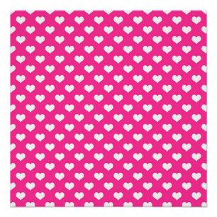 Witte harten Warm Roze Achtergrond Polka Dot Heart Perfect Poster