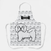 Witte Havanese Cartoonhond Illustratie & Naam Schort (Voorkant)