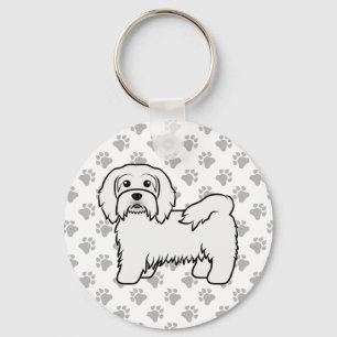 Witte Havanese Mooie Cartoon Hond Illustratie Sleutelhanger
