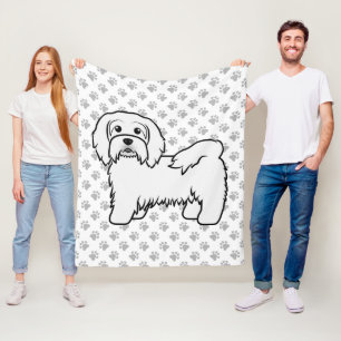 Witte Havanese Mooie Cartoonhond Illustratie Fleece Deken
