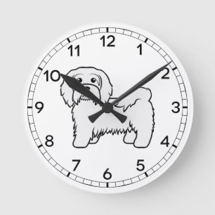 Witte Havanese Mooie Cartoonhond Illustratie Ronde Klok