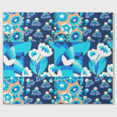 WITTE HAWAII-BLAUWE STROMEN VLOEISPATCHWORK CADEAUPAPIER (Vlak)