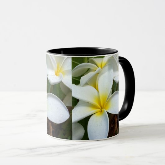 Witte Hawaii Plumeria Bloem Mok (Voorkant rechts)