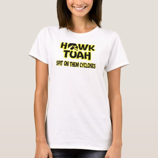 witte HAWK TUAH SPIT OP HEN CYCLONEN eenvoudig T-shirt (Voorkant)