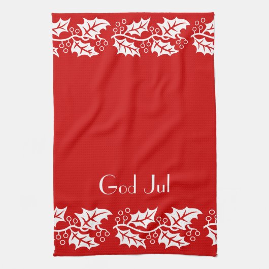 witte heiligen in rood - God jul Theedoek (Verticaal)