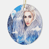 Witte heks van besneeuwde bergen abstracte kunst keramisch ornament (Links)