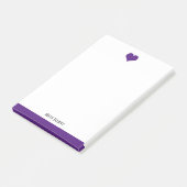 Witte & Heldere Paarse Hart & Rand, Naam Post-it® Notes (Schuin)