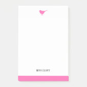 Witte & Heldere Roze Vogel w / Rand, Naam Post-it® Notes (Voorkant)