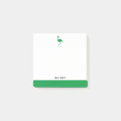 Witte & Heldergroene Flamingo & Rand met Naam Post-it® Notes (Voorkant)