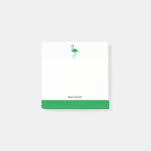 Witte & Heldergroene Flamingo & Rand met Naam Post-it® Notes
