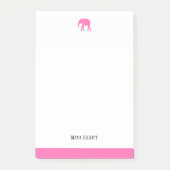Witte & Helderroze Olifant & Rand, Naam Post-it® Notes (Voorkant)