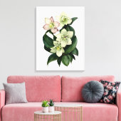 Witte hellebore botanische waterverf canvas kunst (Insitu (Woonkamer))