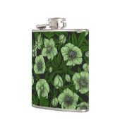 Witte Hellebores met bladeren Heupfles (Links)