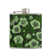 Witte Hellebores met bladeren Heupfles (Voorkant)