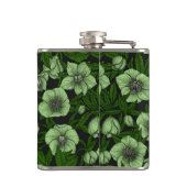 Witte Hellebores met bladeren Heupfles (Achterkant)