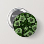Witte Hellebores met bladeren Ronde Button 5,7 Cm (Voorkant /achterkant)
