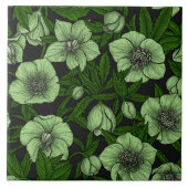 Witte Hellebores met bladeren Tegeltje (Voorkant)