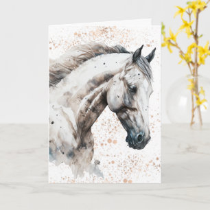 Witte hengst Aquarel ontwerp Wenskaart Kaart