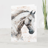 Witte Hengst | Aquarelontwerp | Wenskaart Kaart (Voorkant)