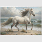 Witte hengst bij het Zee Decoupage Tissuepapier (Voorkant)