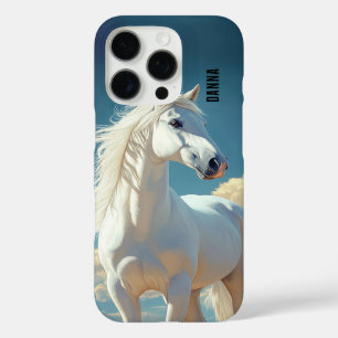 Witte hengst gepersonaliseerde naam iPhone 16 pro hoesje