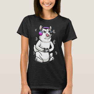 Witte Herder Hond Gamer Video Gaming Wit Duits T-shirt