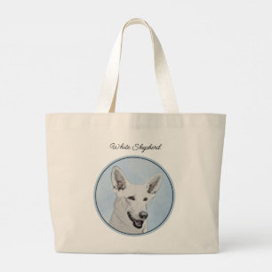 Witte Herder Schilderij Schattigee Originele Pet D Grote Tote Bag