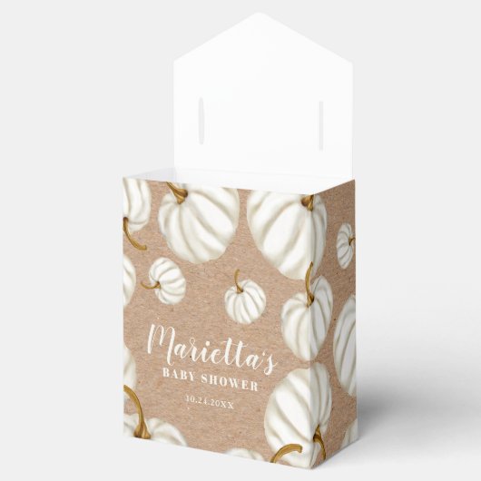Witte herfst baby shower bedankdoosjes (Geopend)