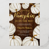 Witte herfst baby shower folie uitnodiging (Voorkant)