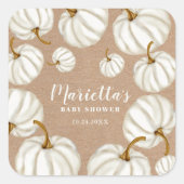 Witte herfst baby shower vierkante sticker (Voorkant)