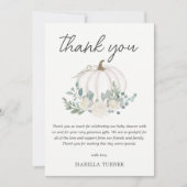 Witte Herfst pompoen Baby shower Bedankkaart (Voorkant)