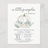 Witte Herfst pompoen Baby shower Budget Invitation (Voorkant)