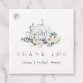 Witte Herfst Pompoen Groene Dank Je Bedankjes Labels (Voorkant)