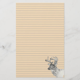 Witte Hert Wildlife Inkt Tekening Dier Gelijnd Briefpapier