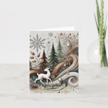 Witte herten 2 voudige kerstkaart