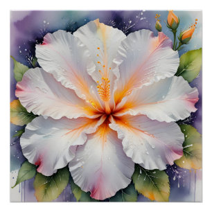 witte hibiscus bloem poster perfect poster