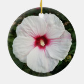 Witte Hibiscus Bloemfoto Keramisch Ornament (Achterkant)