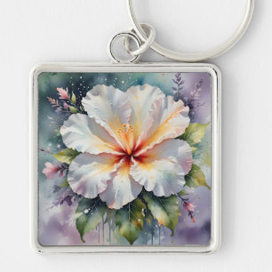 witte hibiscus droom sleutelhanger