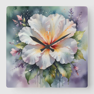 witte hibiscus droomklok vierkante klok