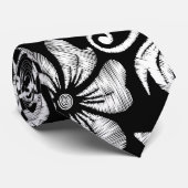 Witte hibiscus embroidery stropdas (Opgerold)