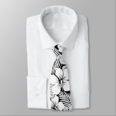 Witte hibiscus en palmbladeren stropdas (Gebonden)