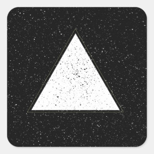 Witte hipster ruimte driehoek zwarte achtergrond vierkante sticker