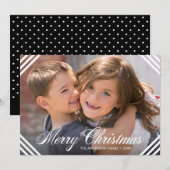 Witte Hoek Randen Elegante Vrolijke Kerstfoto Feestdagenkaart (Voorkant / Achterkant)