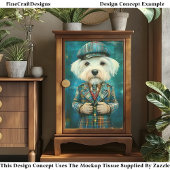 Witte Hond als een Country Gentleman DK6L Decoupag Tissuepapier