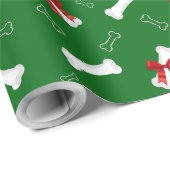 Witte Hond Bot Rode Boog Patroon Cadeaupapier (Rol Hoek)